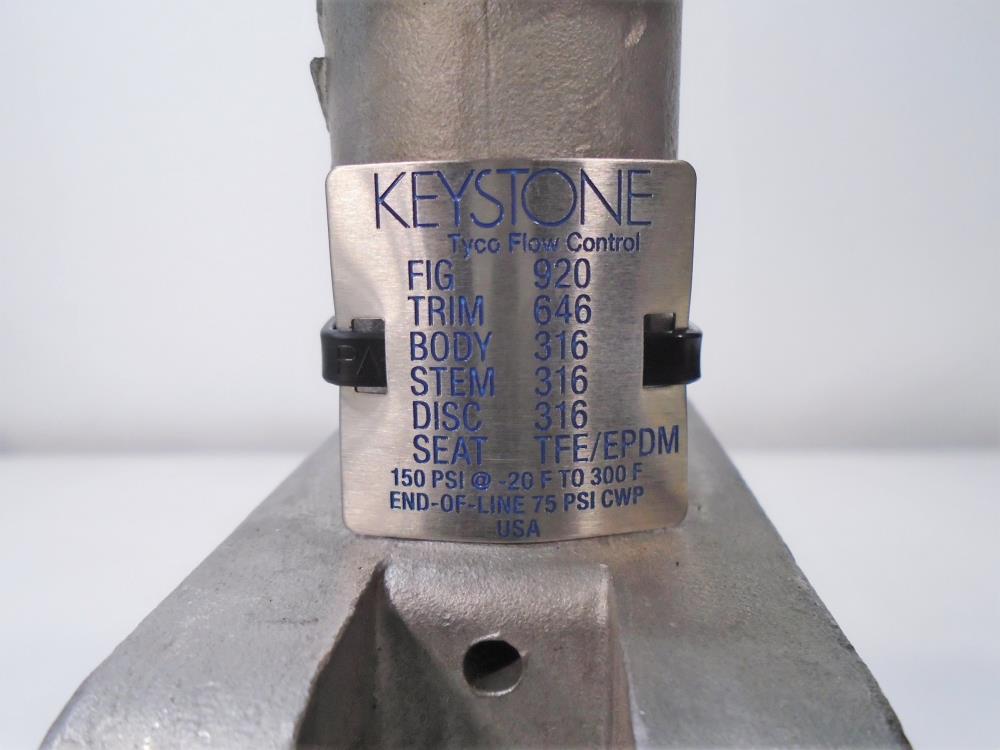 Keystone 4" 150# Stainless Steel Butterfly Valve, Figure# 920